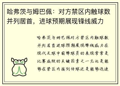 哈弗茨与姆巴佩：对方禁区内触球数并列居首，进球预期展现锋线威力